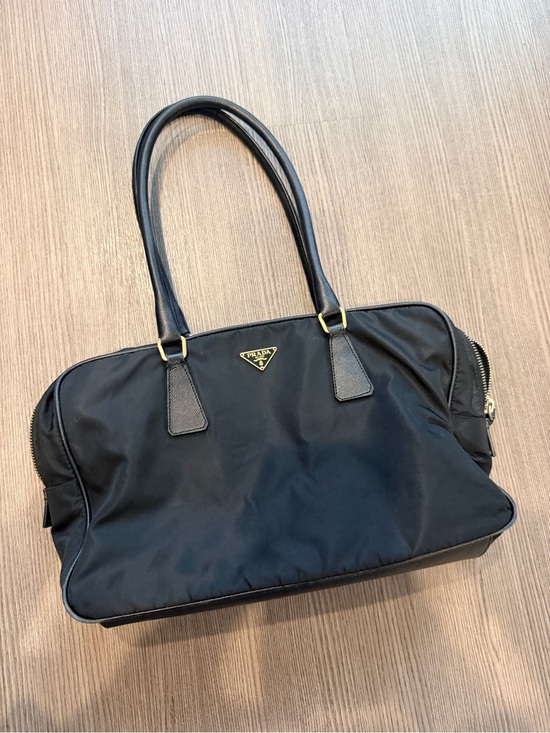 Prada Handbags - Prada Tessuto Bauletto Black Nylon and Leather Mini Tote Bag - Crossbod
